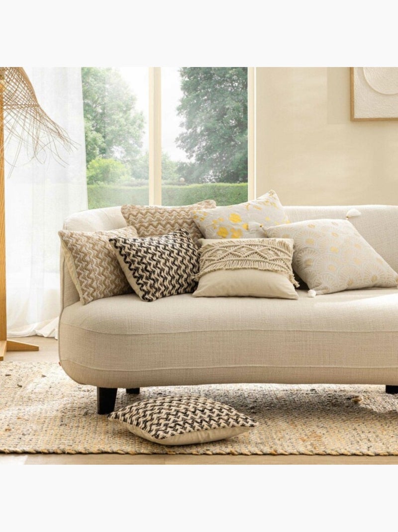 Coussin déhoussable 45 x 45 cm – Polycoton imprimé métallisé Anassia Beige - Kiabi