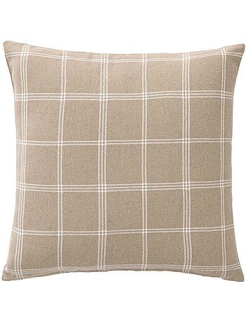 Coussin déhoussable à carreaux en poly-coton tissé