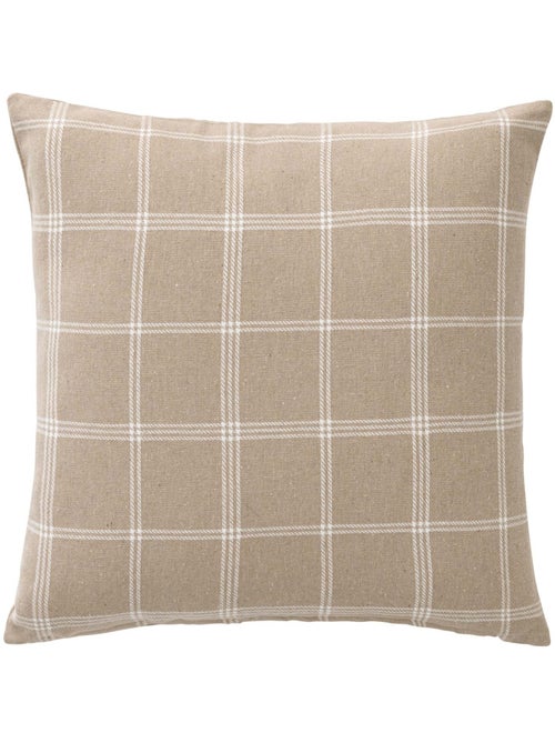 Coussin déhoussable à carreaux en poly-coton tissé - Kiabi