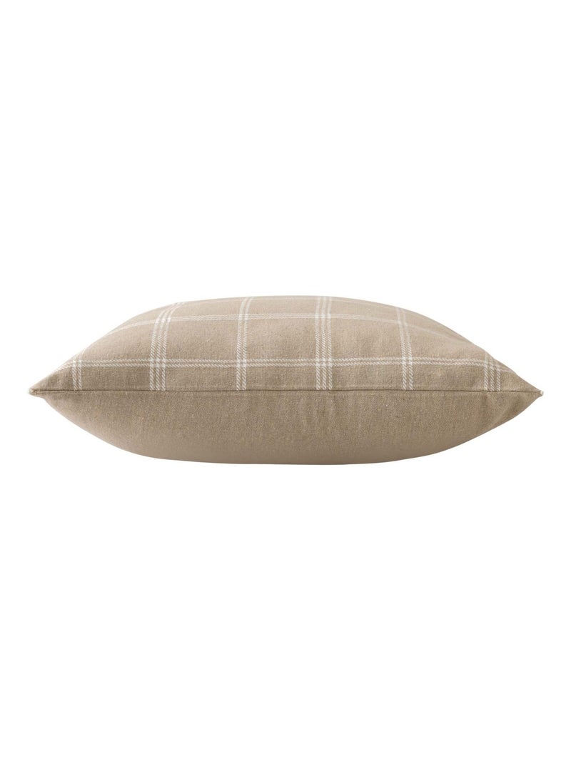 Coussin déhoussable à carreaux en poly-coton tissé Beige sable - Kiabi