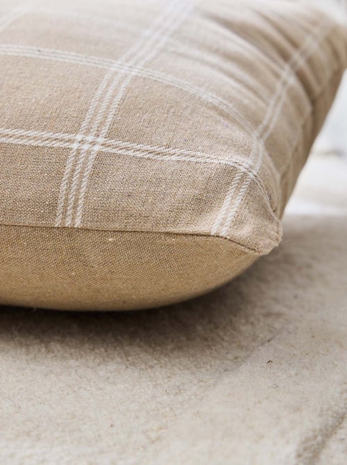 Coussin déhoussable à carreaux en poly-coton tissé - Kiabi
