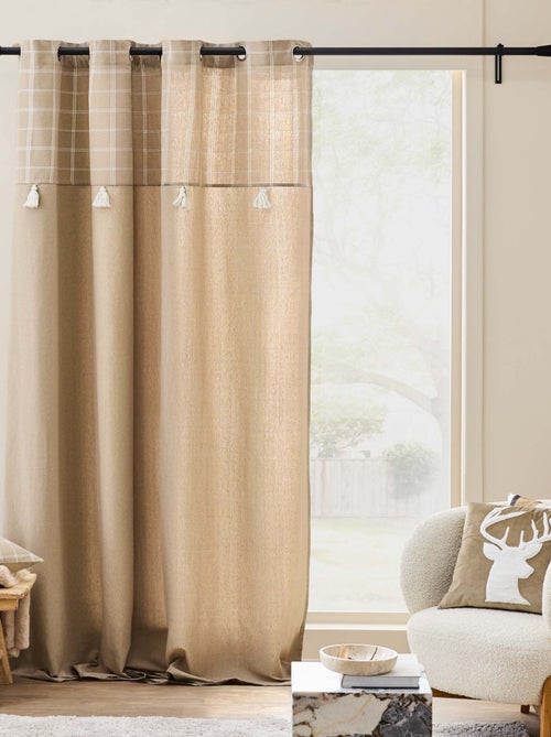 Coussin déhoussable à carreaux en poly-coton tissé - Kiabi