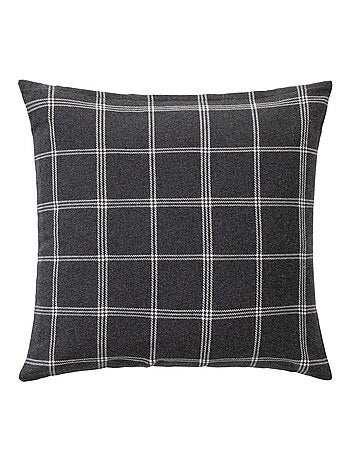 Coussin déhoussable à carreaux en poly-coton tissé