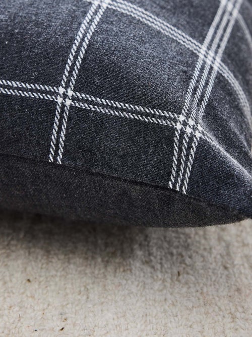 Coussin déhoussable à carreaux en poly-coton tissé - Kiabi