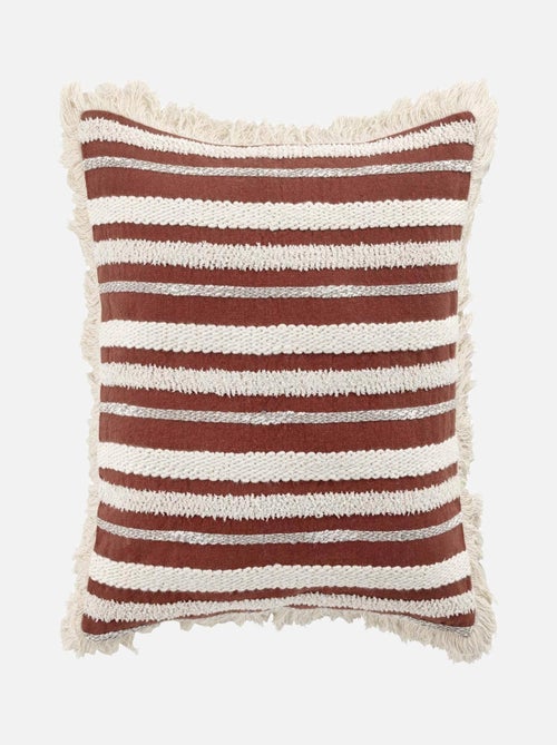 Coussin déhoussable à franges 40x40cm Terracotta - Kiabi