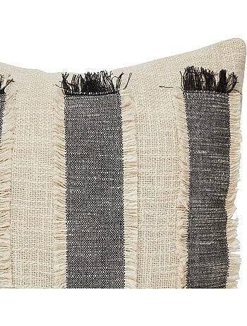 Coussin déhoussable à franges en coton MALAKITE