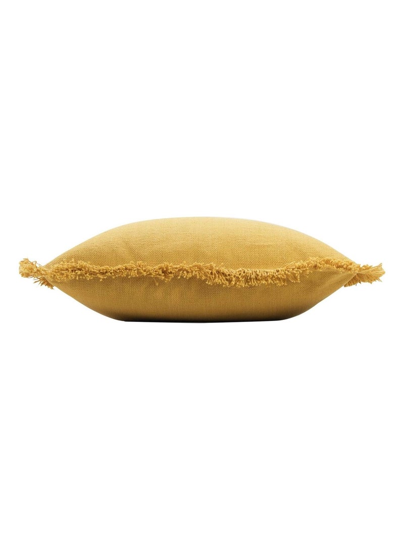 Coussin déhoussable à franges Jaune - Kiabi