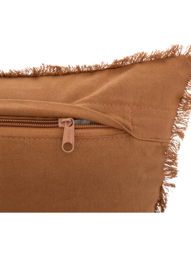Coussin déhoussable à franges WIDDY Terracotta - Kiabi