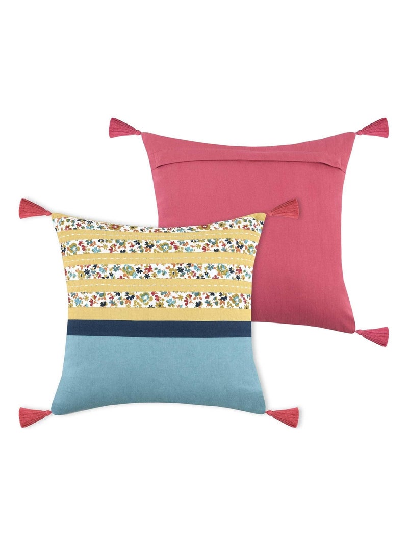 Coussin déhoussable à l'esprit folk Multicolore - Kiabi