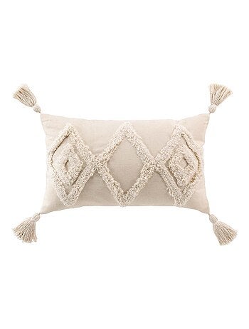 Coussin dehous. compr. pompons coton/polyester tufte athena