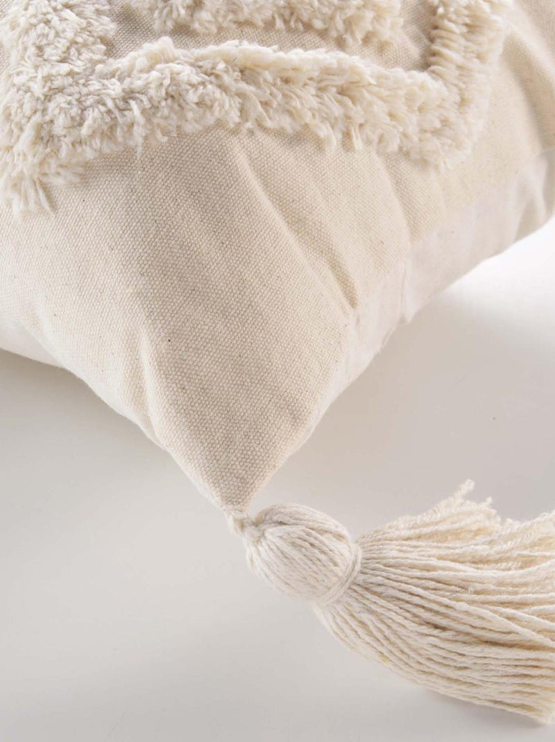 Coussin déhoussable à motifs tuftés Beige - Kiabi