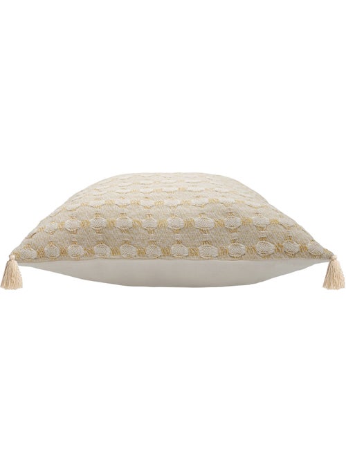 Coussin déhoussable à pompons 40 x 40 cm jacquard fils métallisés perla - Kiabi Coussin déhoussable à pompons 40 x 40 cm jacquard fils métallisés perla - Kiabi