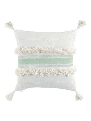 Coussin dehoussable à pompons Indira menthe