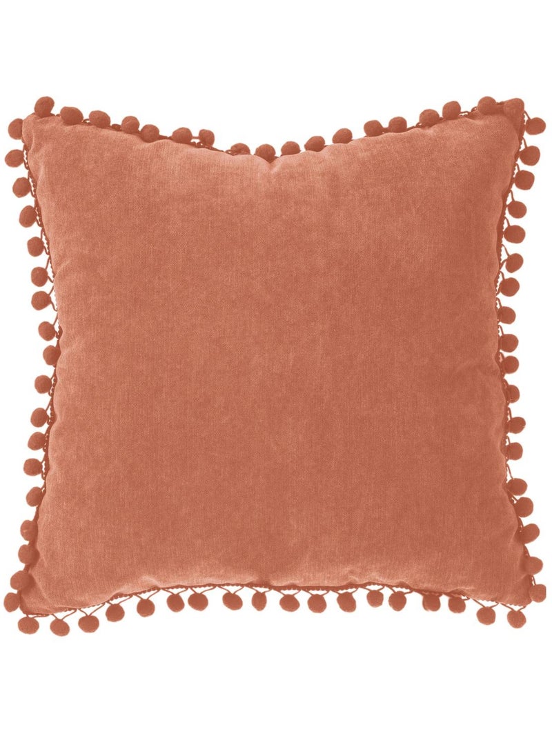 Coussin déhoussable à pompons memories Rose - Kiabi