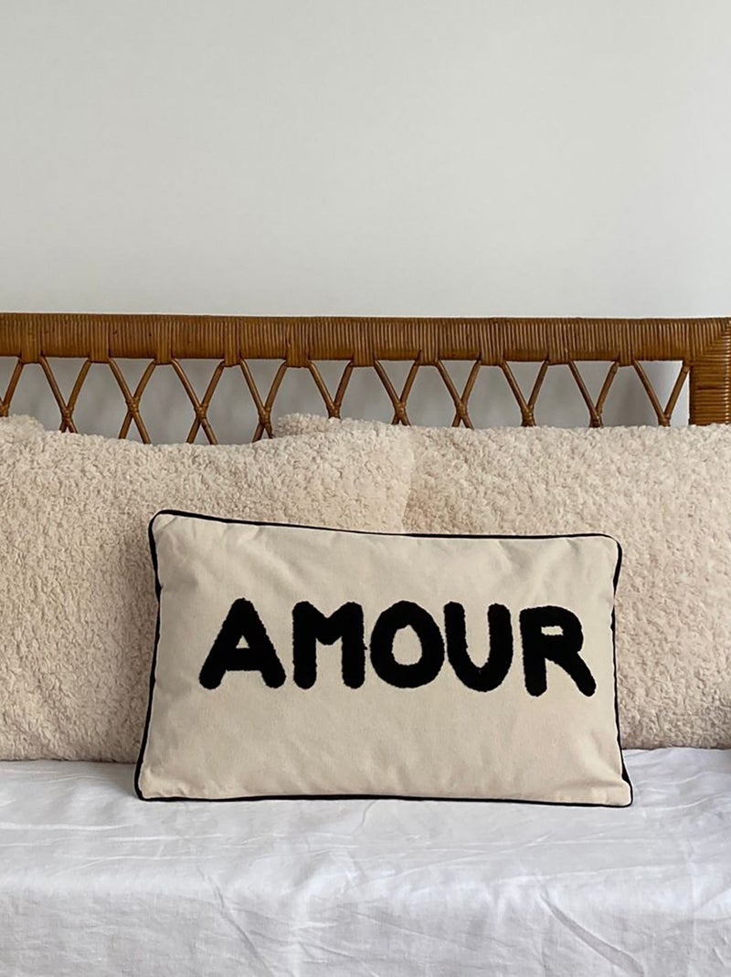 Coussin déhoussable AMOUR Beige coquille - Kiabi