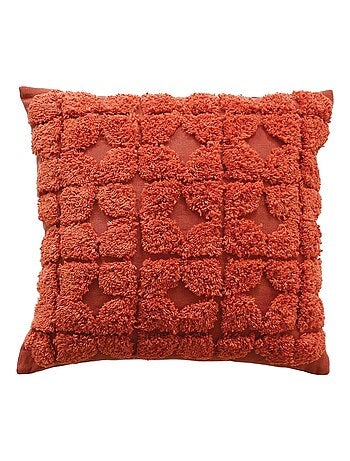 Coussin déhoussable aux broderies - Effet laine