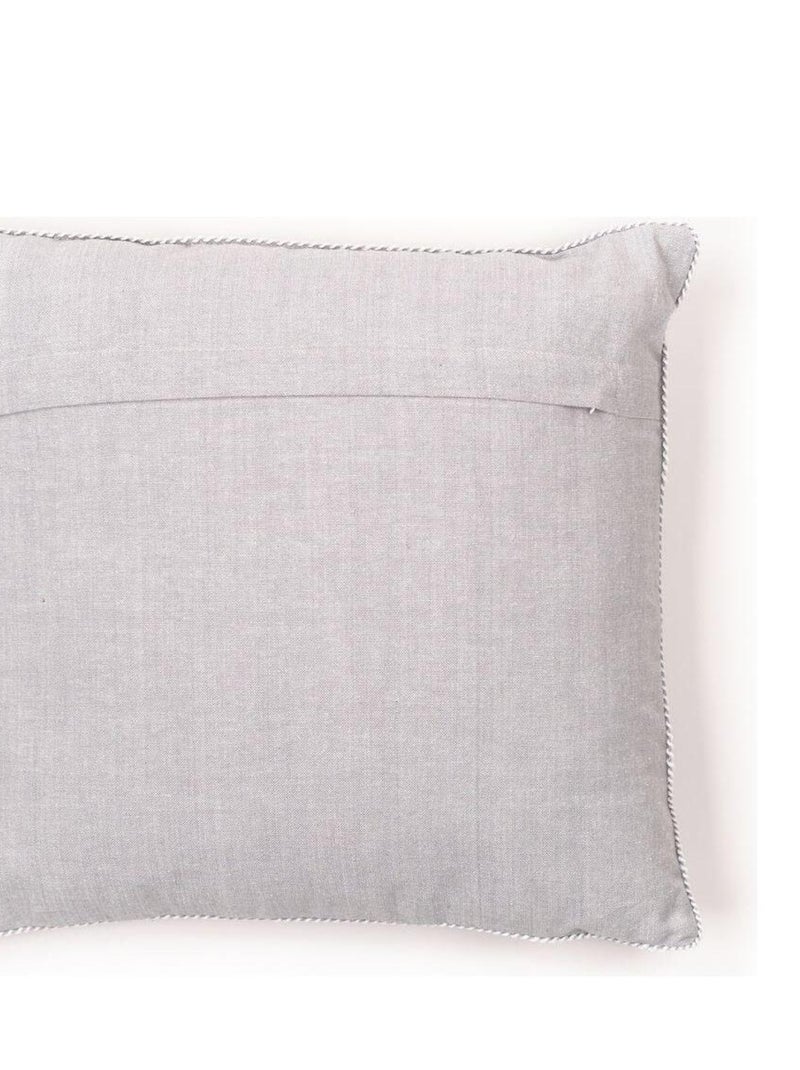 Coussin déhoussable avec broderie coton uni CHARME Gris clair - Kiabi