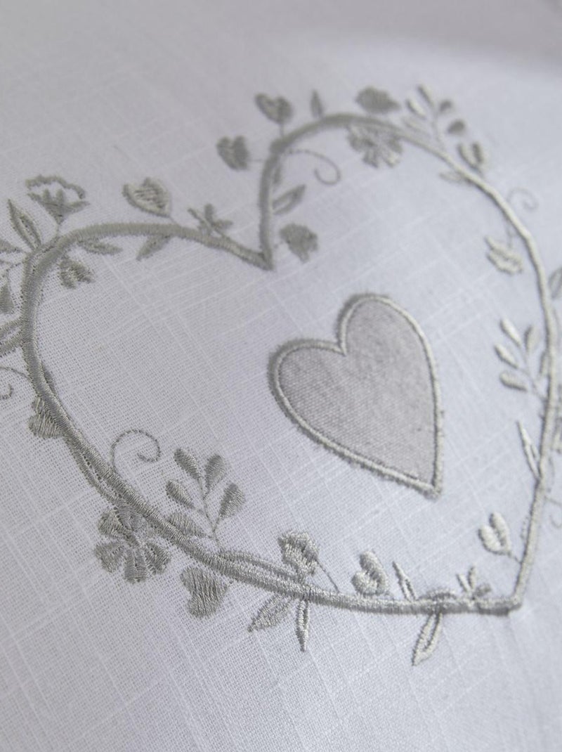 Coussin déhoussable avec broderie coton Uni CHARME Gris clair - Kiabi