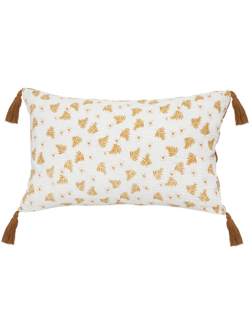 Coussin déhoussable avec broderies et pompons JAMANA Marron - Kiabi