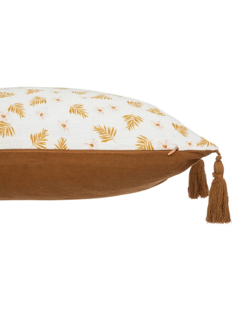 Coussin déhoussable avec broderies et pompons JAMANA Marron - Kiabi