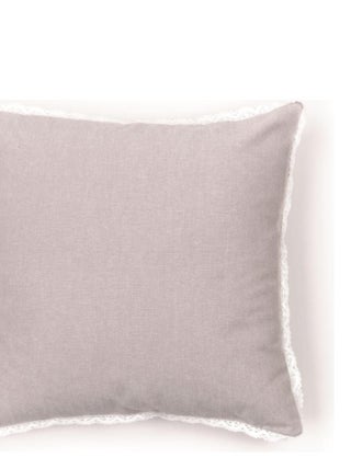 Coussin déhoussable avec dentelle coton uni CHARME
