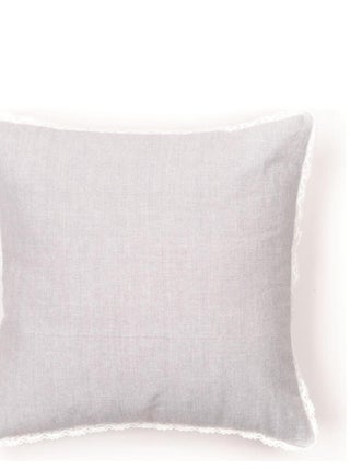 Coussin déhoussable avec dentelle coton uni CHARME