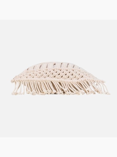 Coussin déhoussable avec franges et macramé - Kiabi