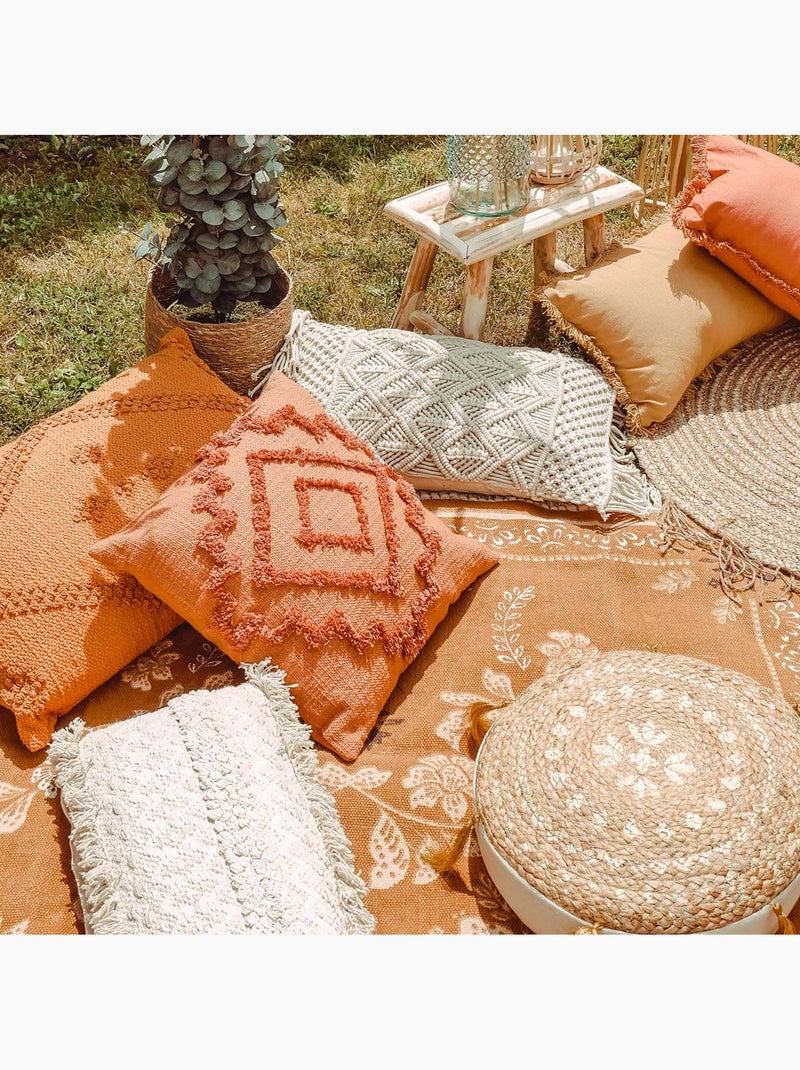 Coussin déhoussable avec motif tufté INCA Terracotta - Kiabi
