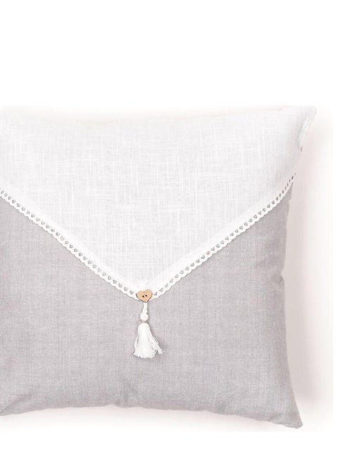 Coussin déhoussable avec pompon coton uni CHARME - Kiabi