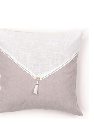 Coussin déhoussable avec pompon coton uni CHARME