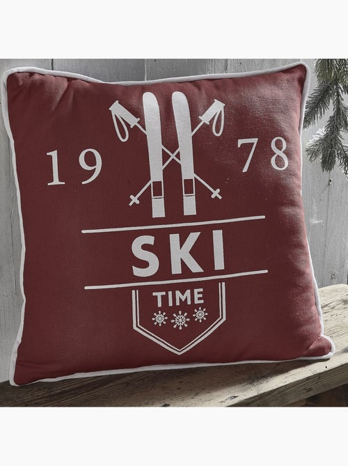 Coussin déhoussable avec pompon coton uni CHARME - Kiabi Coussin déhoussable avec pompon coton uni CHARME - Kiabi