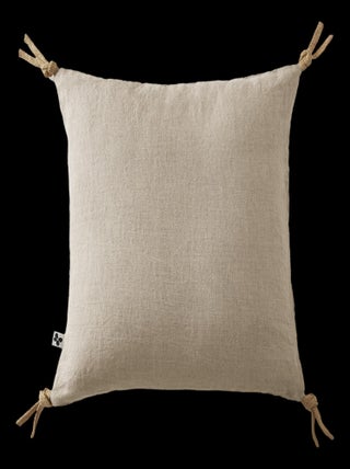 Coussin déhoussable avec pompons "Soline" Lin lavé 45 x 45 cm