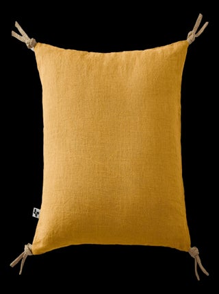 Coussin déhoussable avec pompons "Soline" Lin lavé 45 x 45 cm