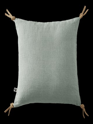 Coussin déhoussable avec pompons "Soline" Lin lavé 45 x 45 cm