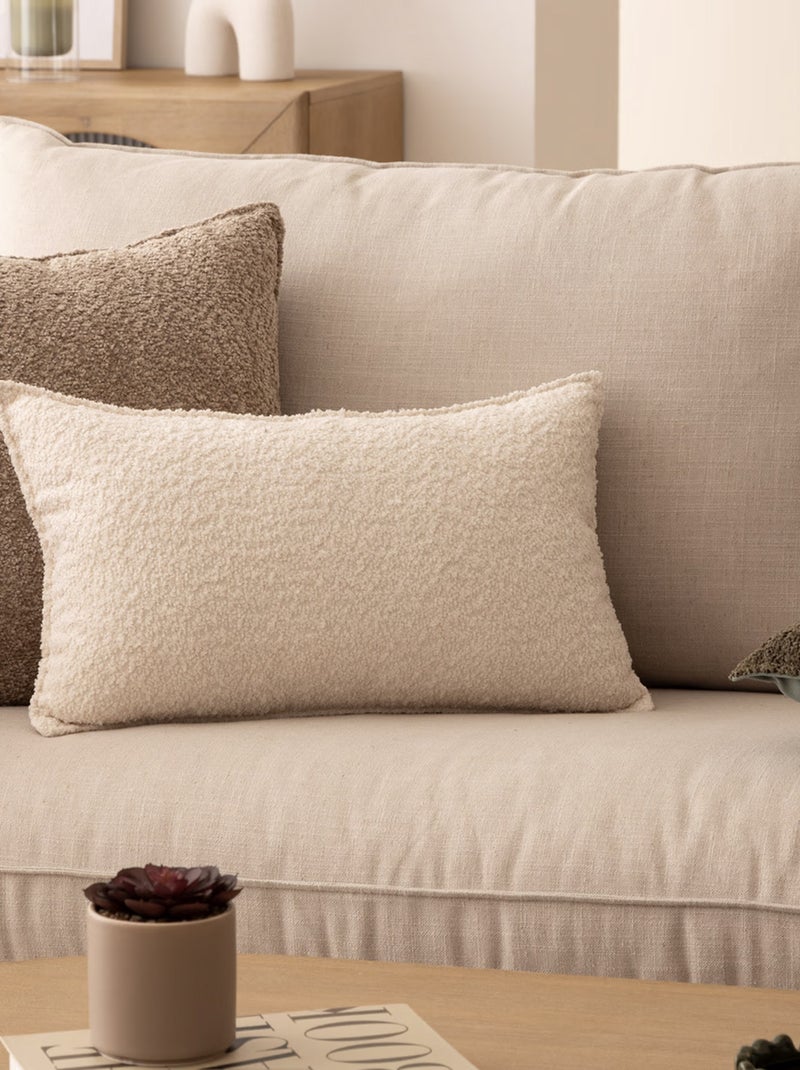 Coussin déhoussable bouclette rectangle Beige chiné - Kiabi