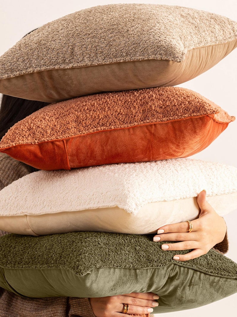 Coussin déhoussable bouclette rectangle Taupe - Kiabi