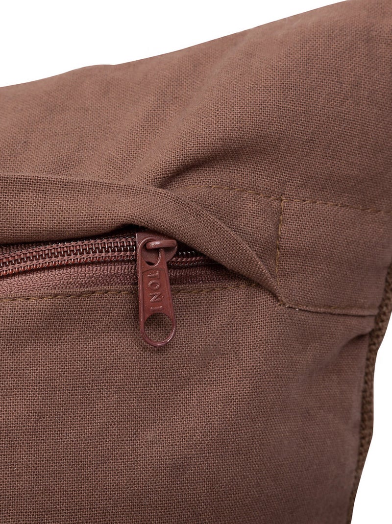 Coussin déhoussable brodé design Marron foncé - Kiabi