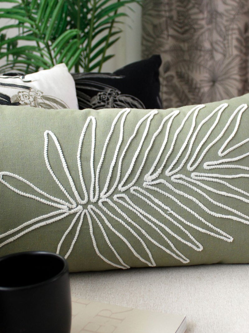 Coussin déhoussable brodé motif jungle MAMBO Vert - Kiabi