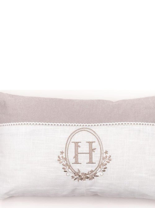 coussin déhoussable brodéet dentelle coton uni CHARME - Kiabi