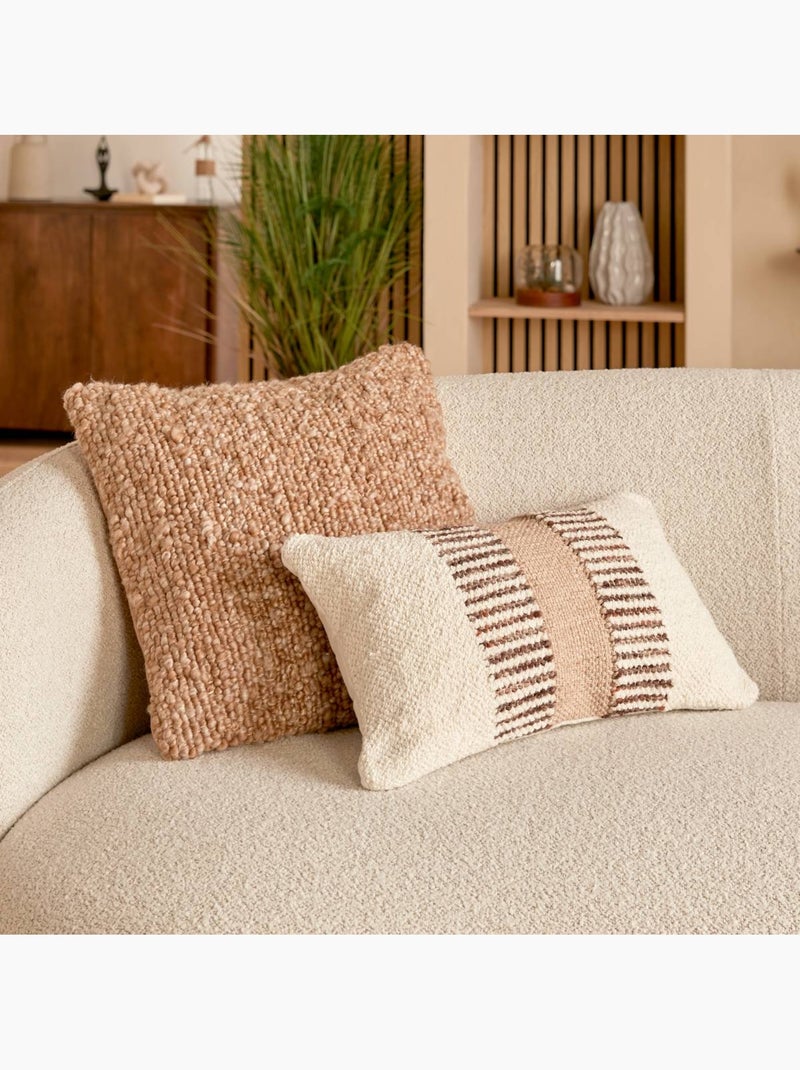 Coussin déhoussable effet laine volna Camel - Kiabi
