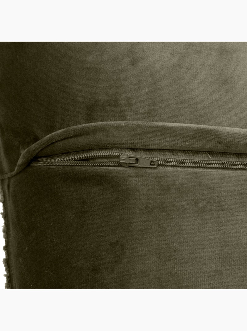 Coussin déhoussable en bouclette SOANA Kaki - Kiabi
