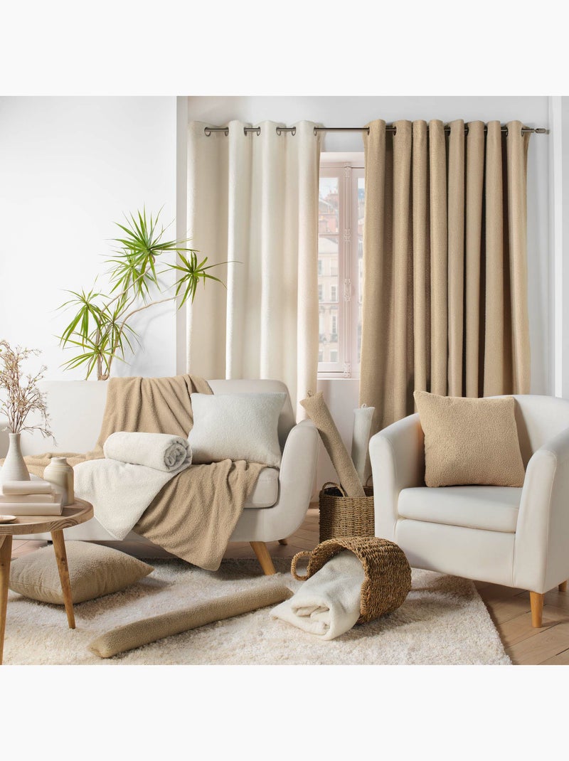 Coussin déhoussable en bouclette unie Beige coquille - Kiabi