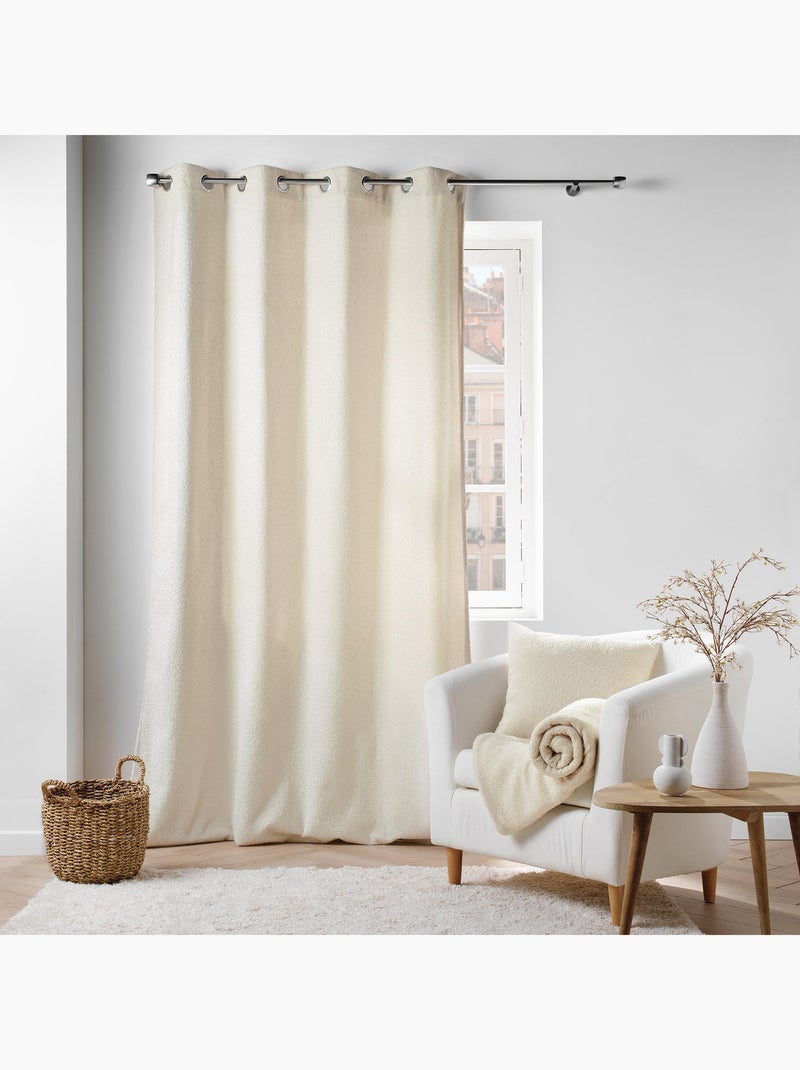 Coussin déhoussable en bouclette unie Beige coquille - Kiabi