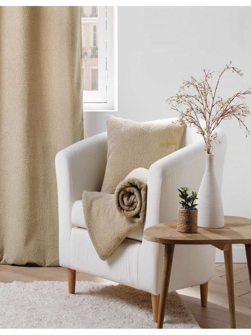 Coussin déhoussable en bouclette unie BELI Beige - Kiabi
