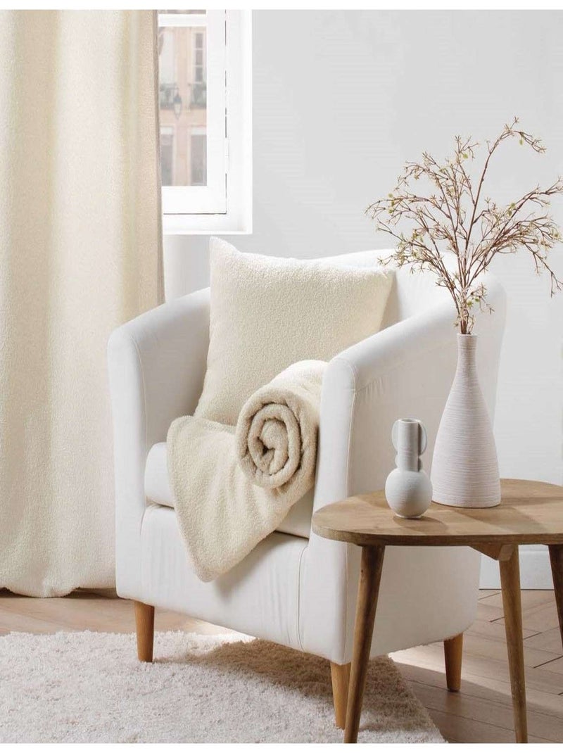 Coussin déhoussable en bouclette unie BELI Ecru - Kiabi