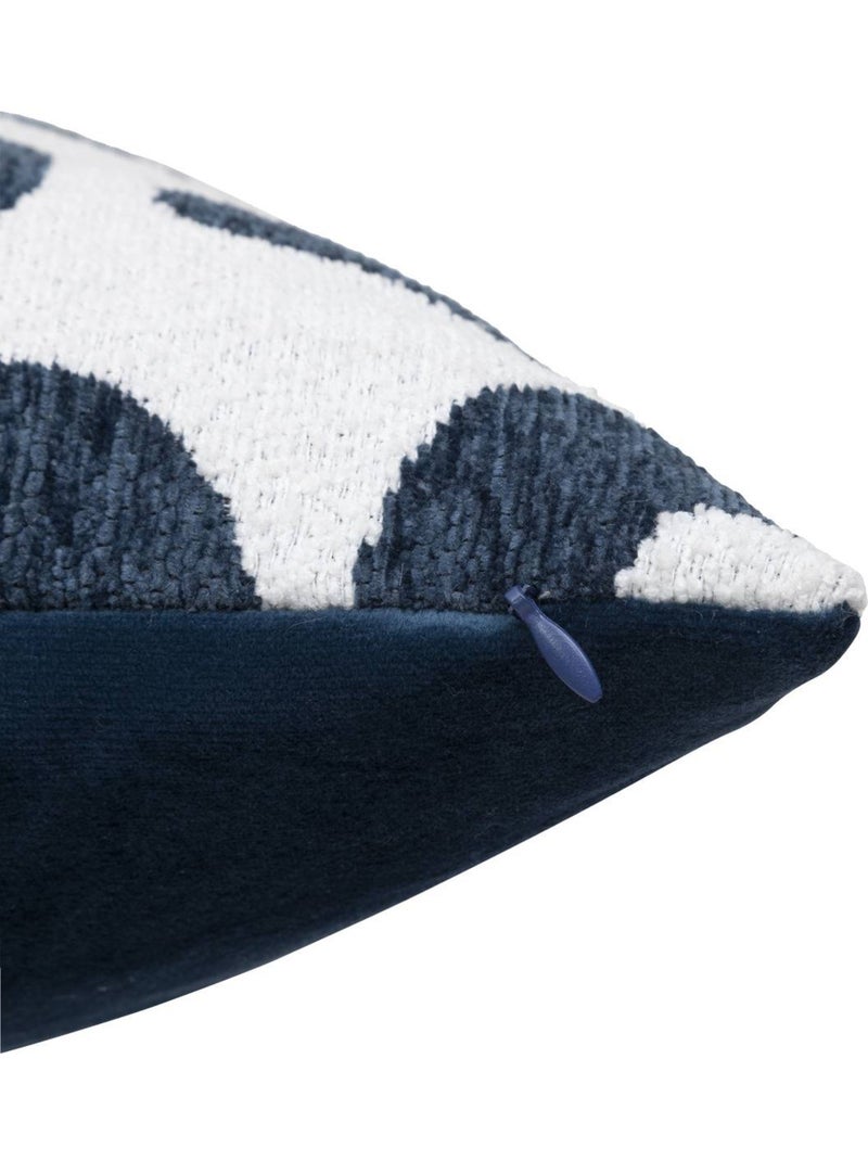 Coussin déhoussable en chenille jacquard SAFINA Bleu foncé - Kiabi