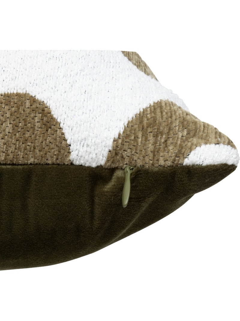 Coussin déhoussable en chenille jacquard SAFINA Kaki - Kiabi