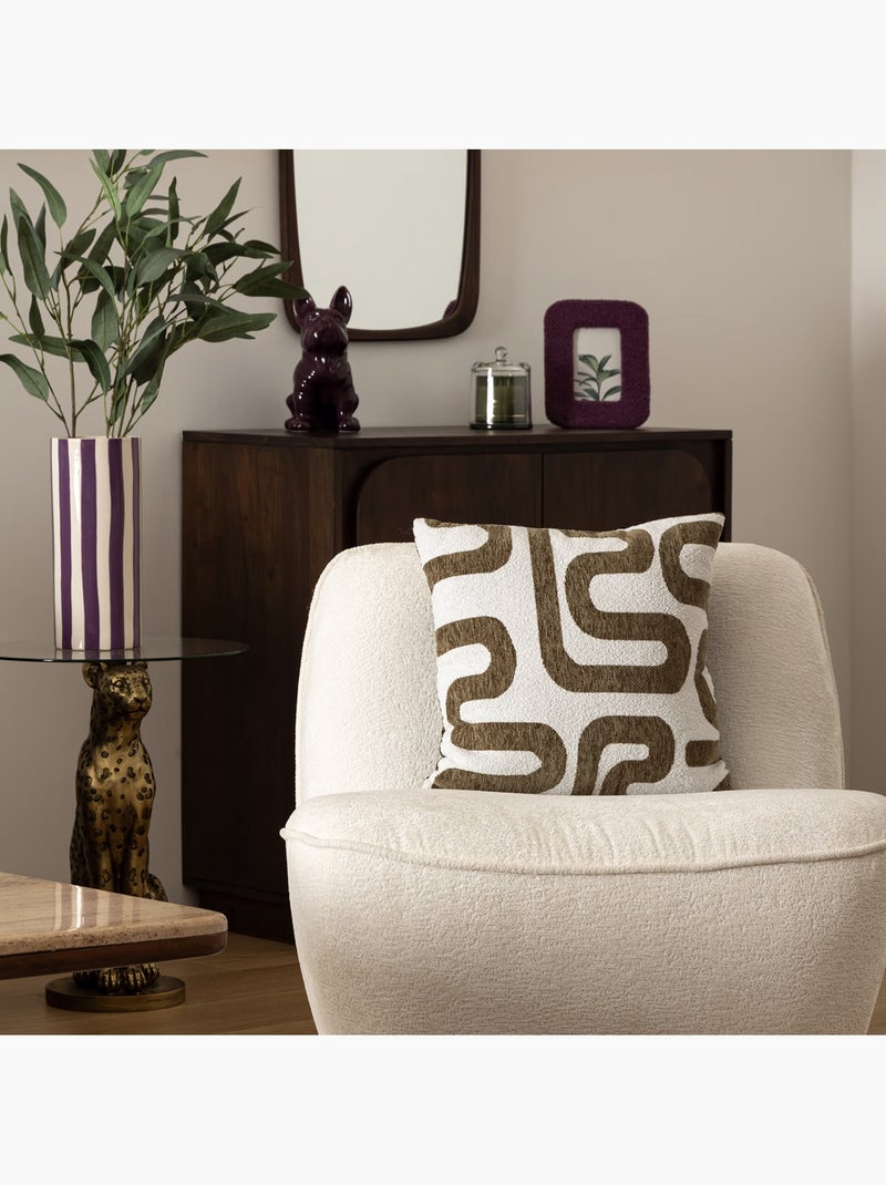 Coussin déhoussable en chenille jacquard SAFINA Kaki - Kiabi