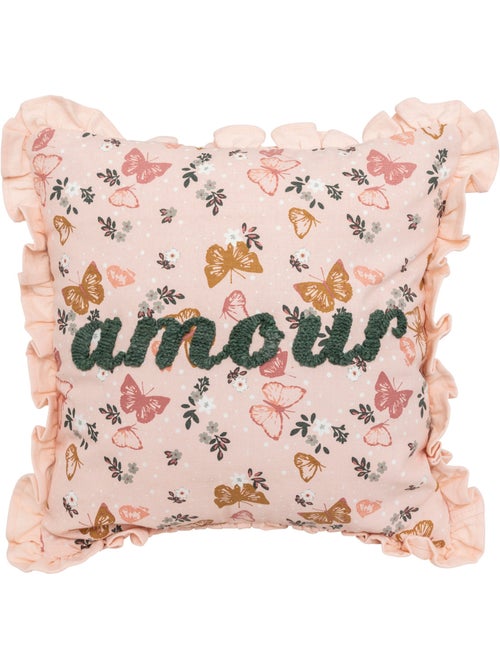 Coussin déhoussable en coton brodé ALINA - Kiabi Coussin déhoussable en coton brodé ALINA - Kiabi