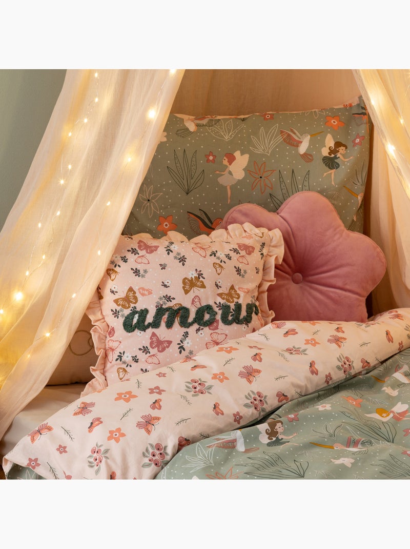 Coussin déhoussable en coton brodé ALINA Multicolore - Kiabi